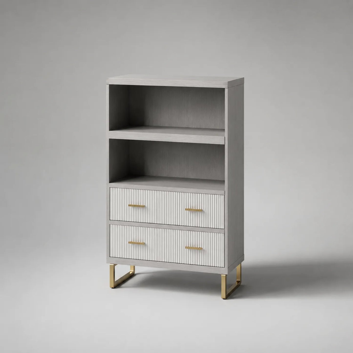 Regal mit 2 Schubladen aus MDF Grau/Weiß