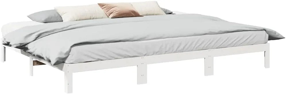 Bettgestell und Bettrahmen — aus Massivholz, 240 × 200 cm, weiß