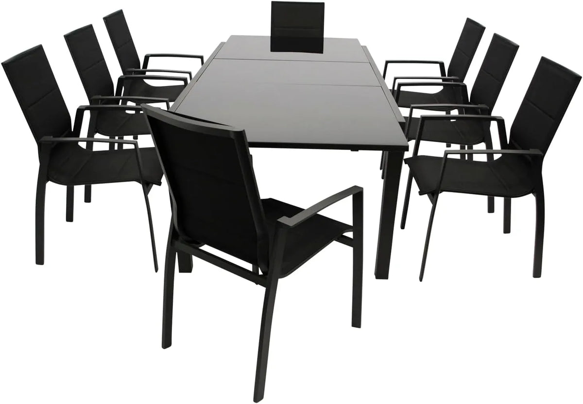 Gartengarnitur Sitzgruppe ELBA 9-teilig — aus Aluminium, 240 × 100cm, anthrazit