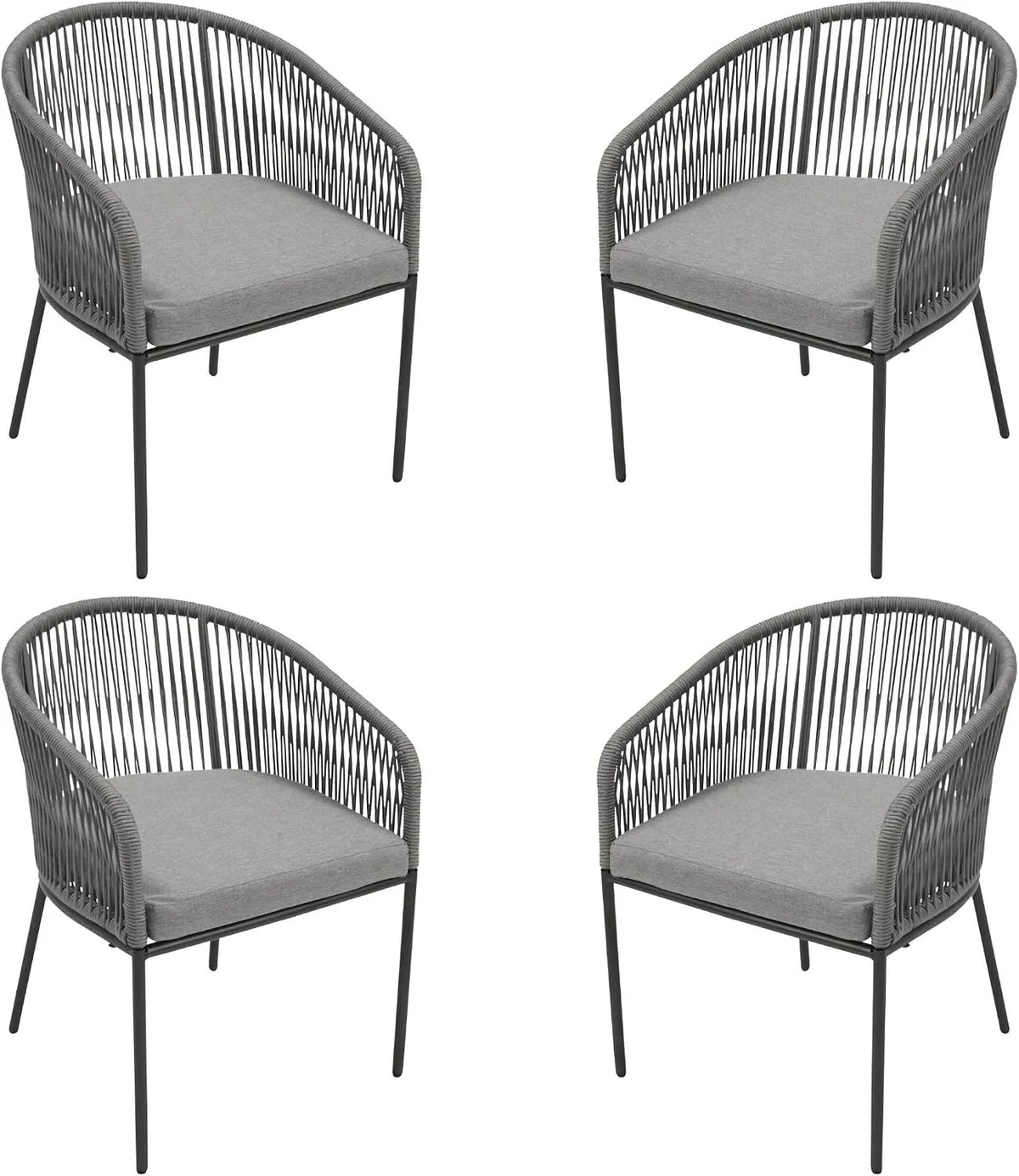 Stuhl – STCK, aus Metall, mit Kissen, anthrazit