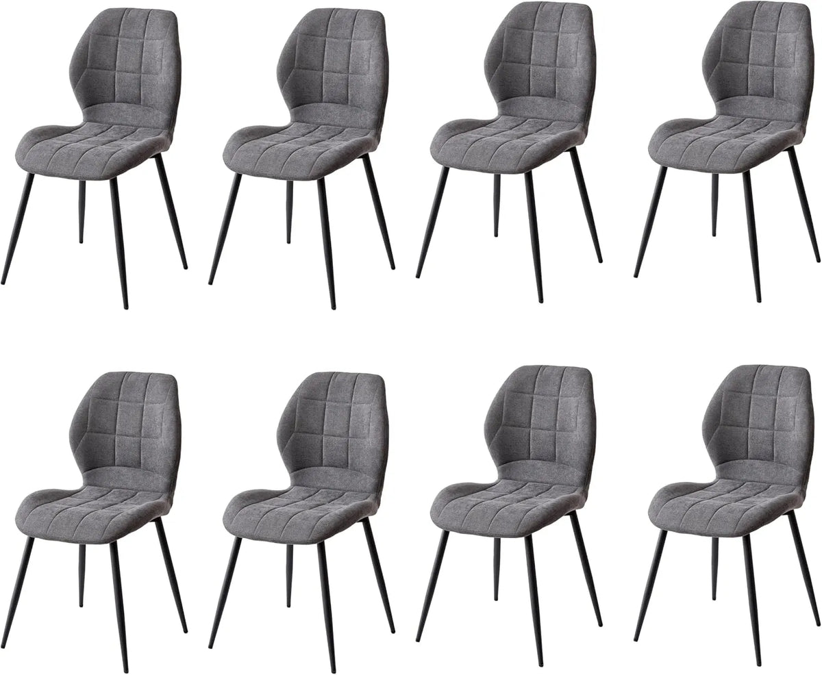 Essgruppe: mit Kissen, mit Metallbeinen, 8er-Set, grau, mit Stoffbezug