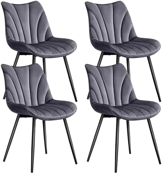 Yaheetech Esszimmerstühle 4er Set — mit Rückenlehne, mit Samtbezug, mit Metallbeinen, 150 kg, grau