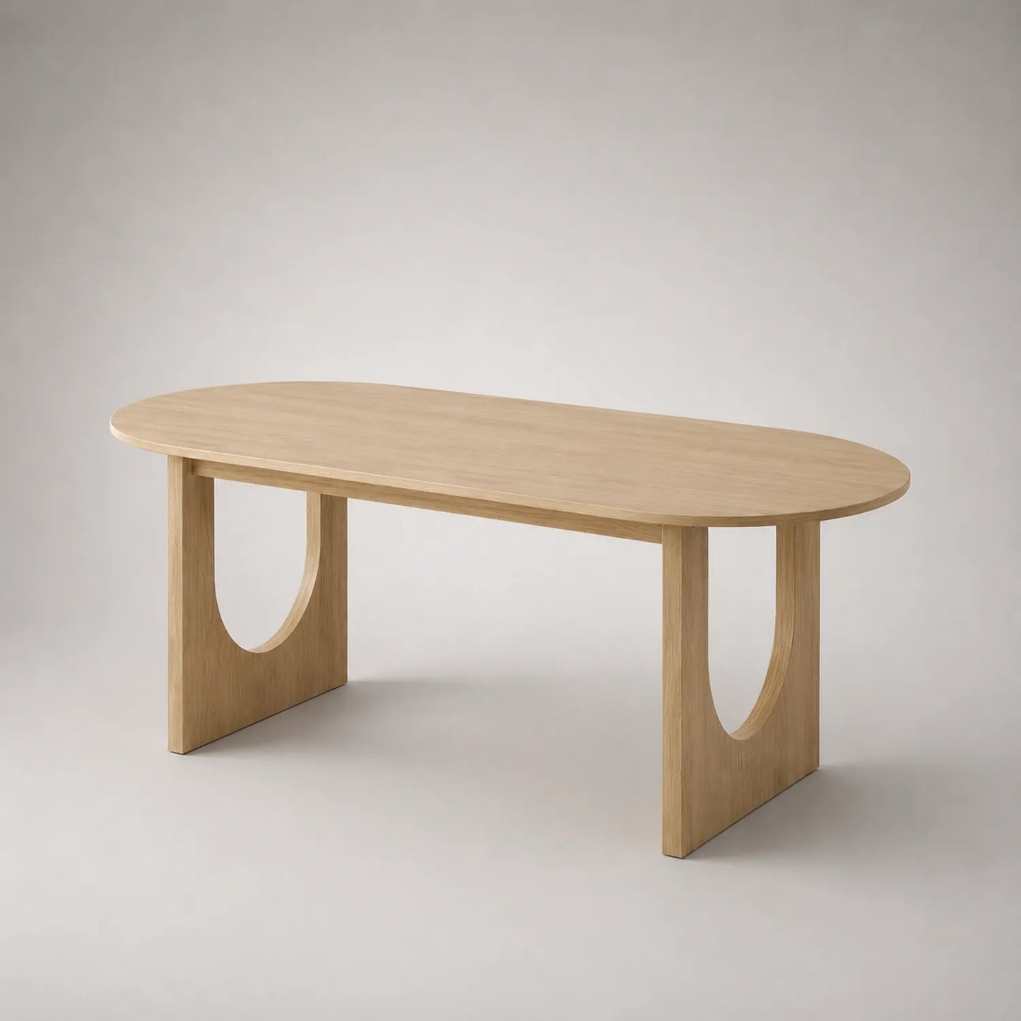 Ovaler Esstisch aus Eichenholz, 200x100x75 cm, Hellbraun