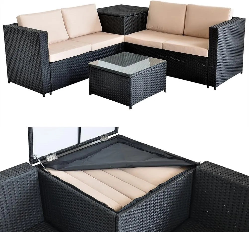 Ecksofa und Wohnlandschaft: aus Polyrattan, 185 × 185CM