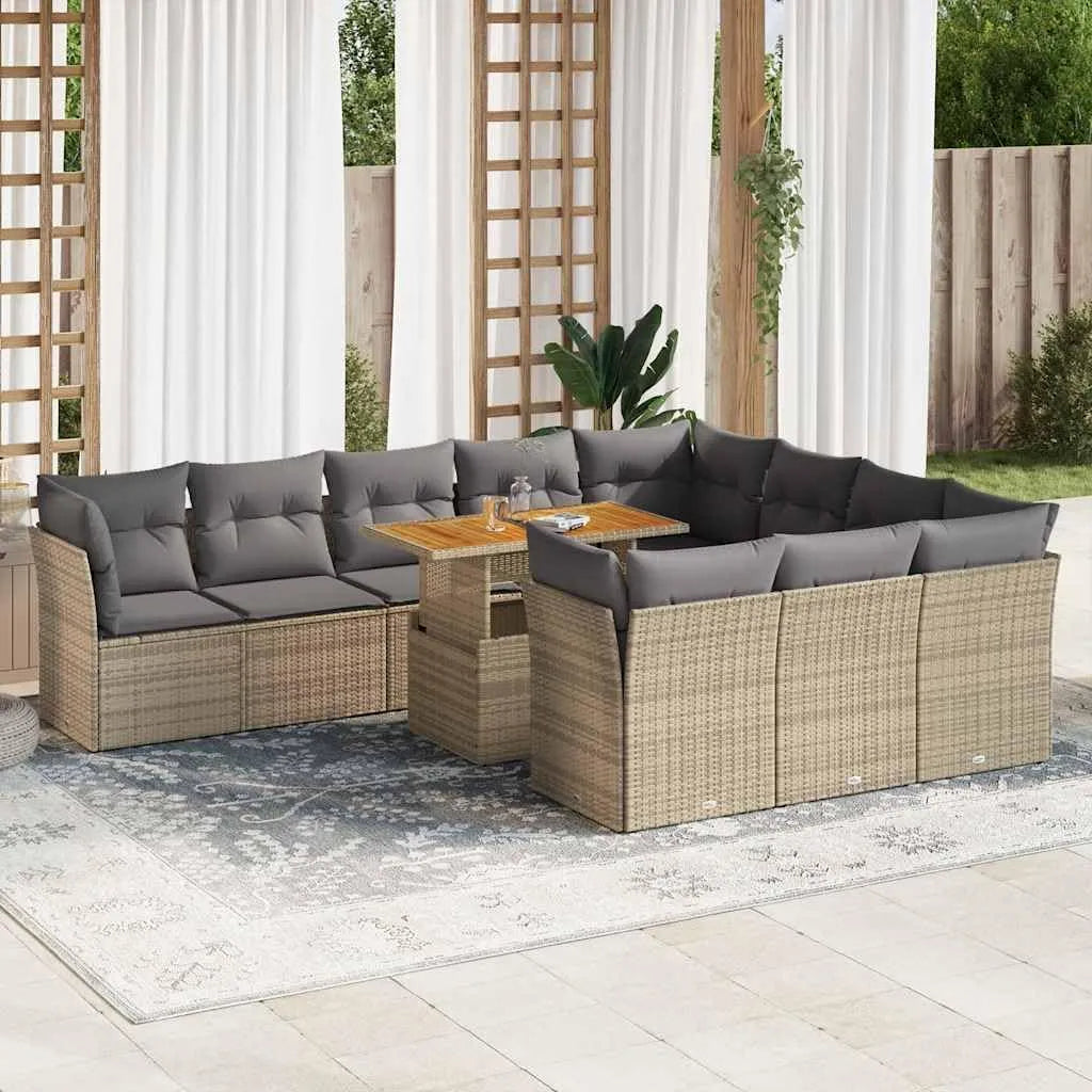 Gartenmöbel-Set und Lounge-Set: TLG, mit Stauraum, aus Polyrattan, verstellbar, 11-TLG, grau