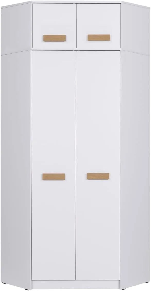 Kleiderschrank und Garderobenschrank: mit Kleiderstange, mit Einlegeböden, 91 × 235 × 91 cm, weiß