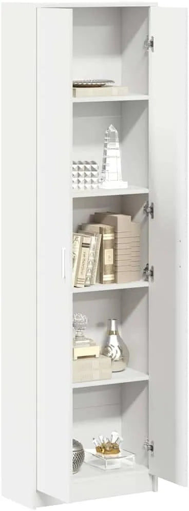 Kleiderschrank und Garderobenschrank – mit Stauraum, 55 × 25 × 189 cm, weiß, mit Stoffbezug