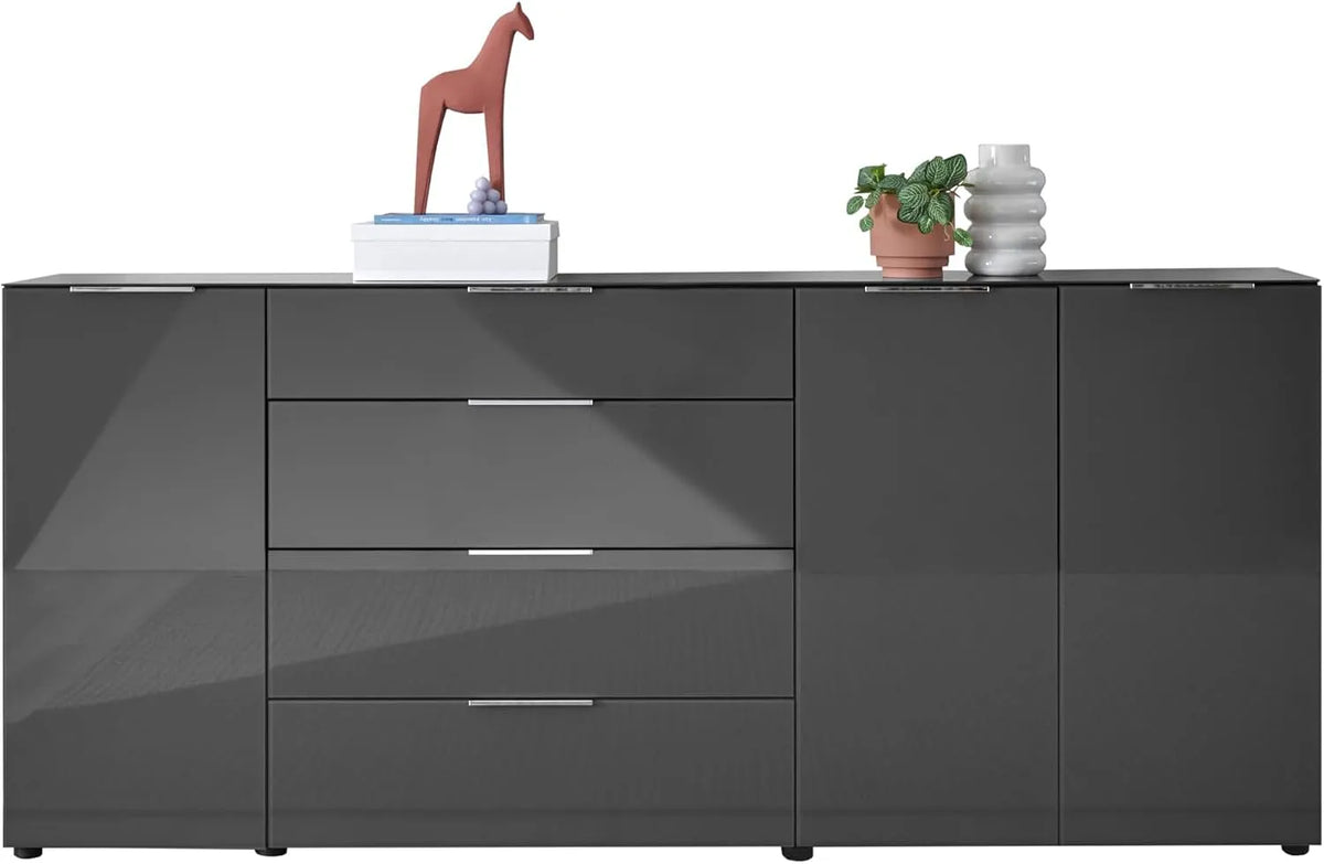 Sideboard und Anrichte: SANTORIN, mit Schubladen, 226 × 99 × 40 cm, anthrazit