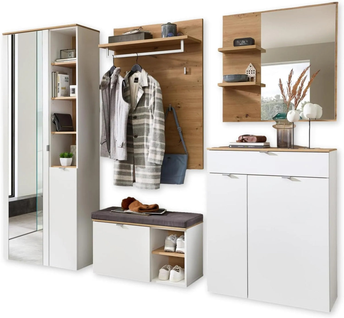 Garderoben-Set: FSC, 5-teilig, 264 × 202 × 38 cm, weiß