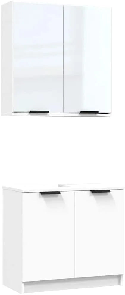 Badezimmerschrank und Badmöbel: TLG, mit Spiegel, 2-TLG, 64, 5 × 33, 5 × 59 cm, weiß, mit Stoffbezug