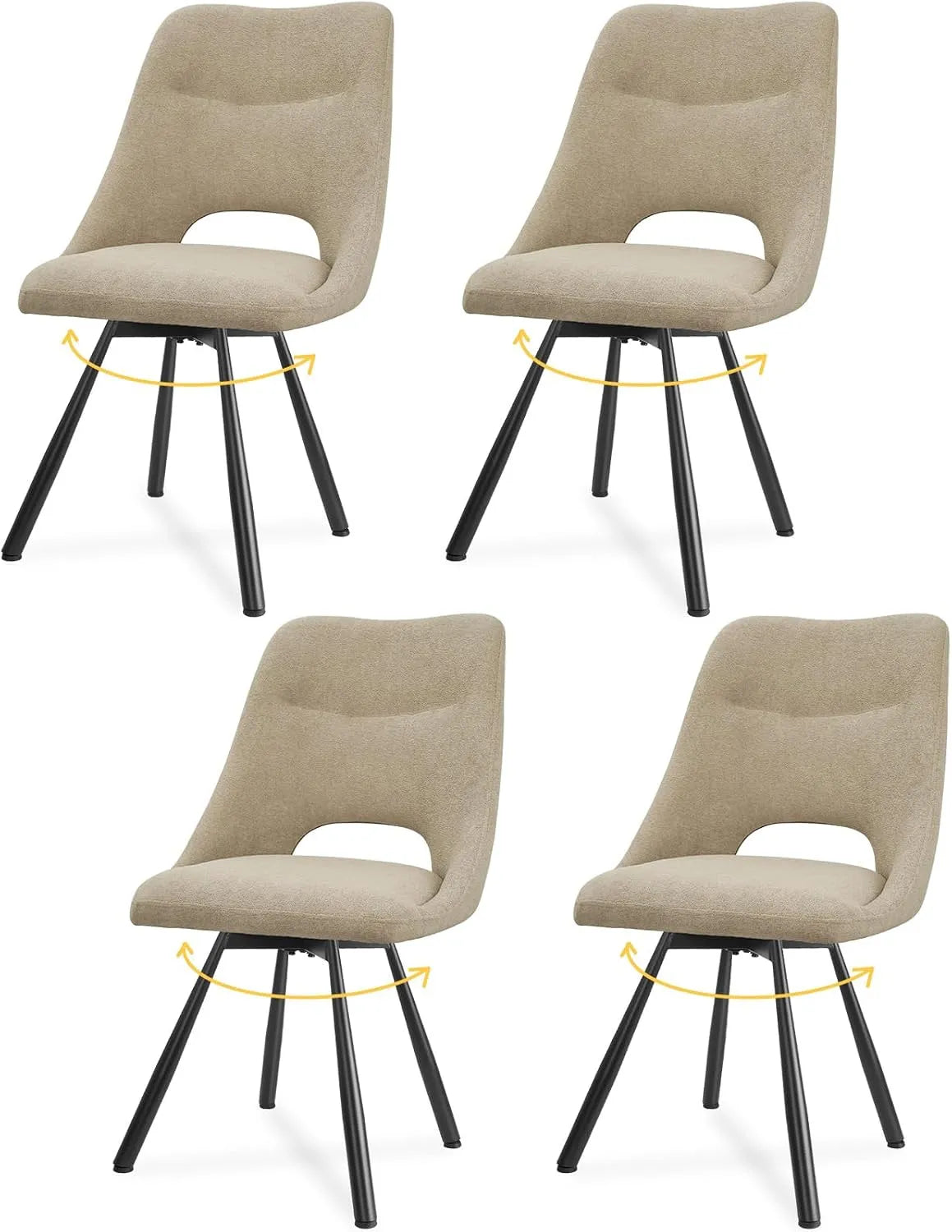 Esszimmerstuhl und Küchenstuhl — Khaki, drehbar, 4er Set, mit Stoffbezug