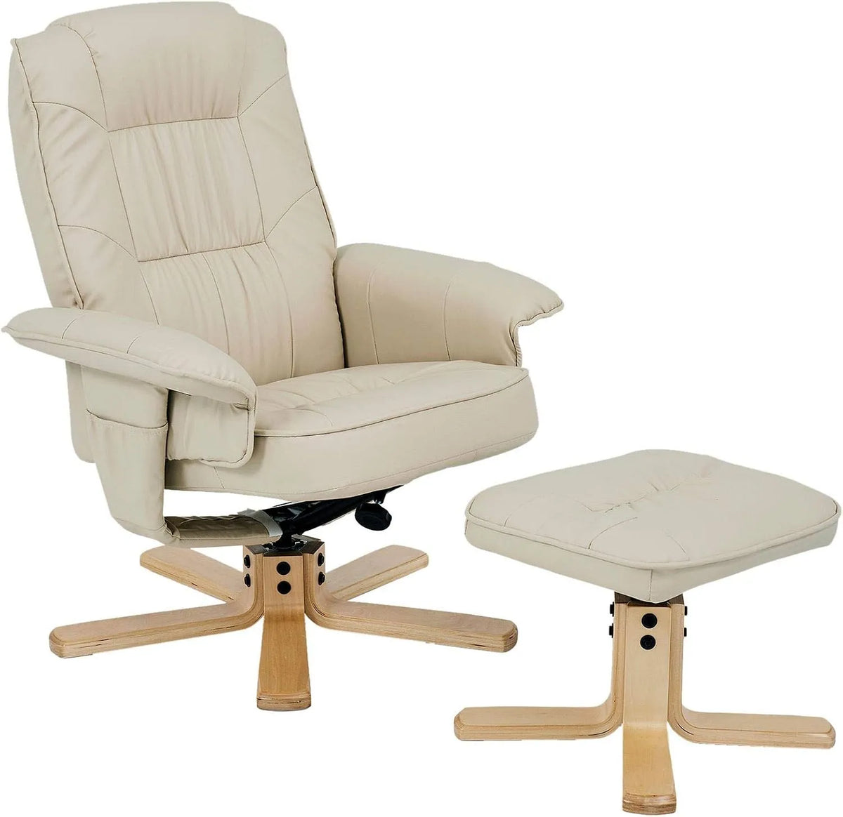 Relaxsessel und Fernsehsessel: beige, mit Lederbezug