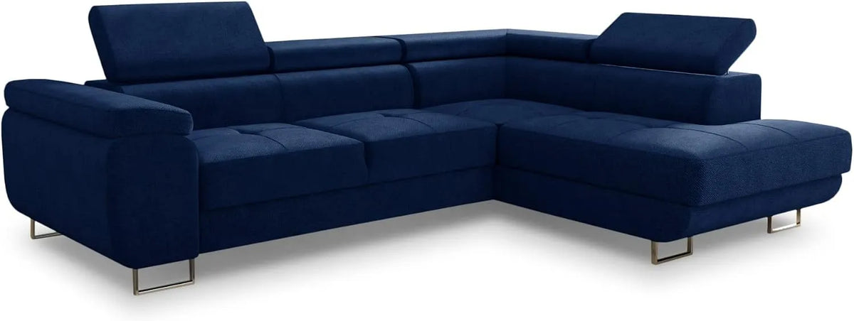 Ecksofa und Wohnlandschaft: Caris, rechte Ausrichtung, mit Bettkasten, mit Schlaffunktion, blau