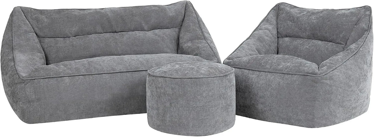 Sofagarnitur — mit Chenille-Bezug, 2 Sitzer, grau, mit Stoffbezug, 2-Sitzer
