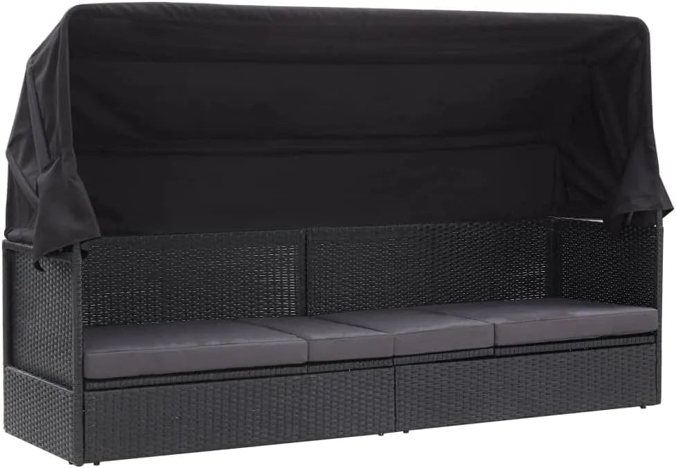 Schlafsofa und Sofabett — Lounge Poly, aus Polyrattan, schwarz