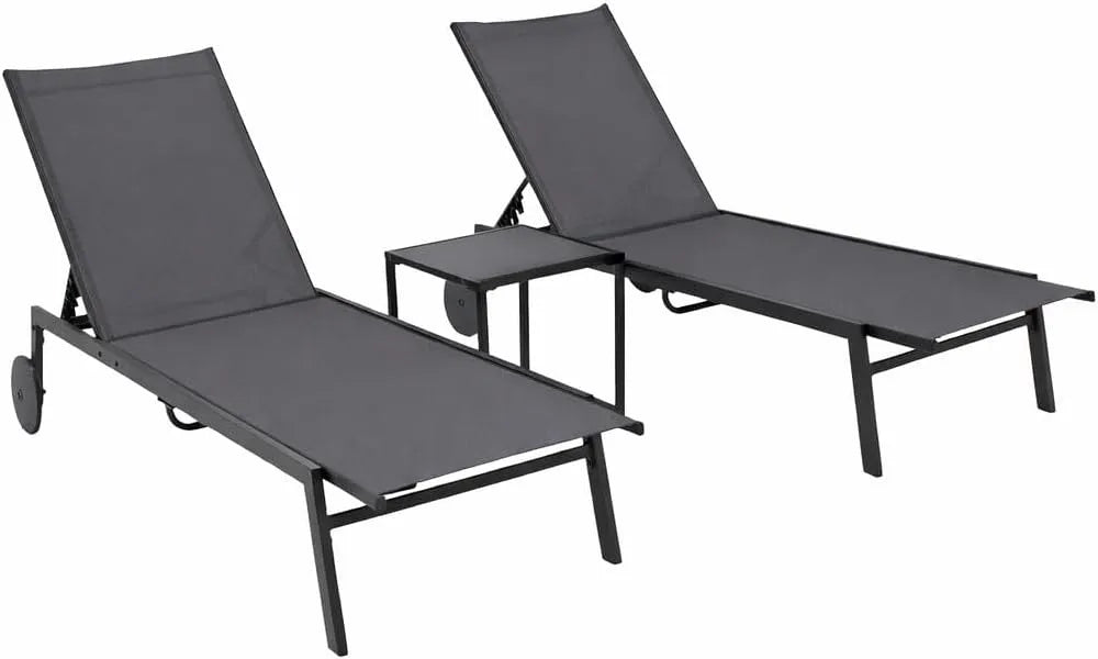 Gartenliege und Sonnenliege – aus Stahl, verstellbar, 3-teilig, anthrazit