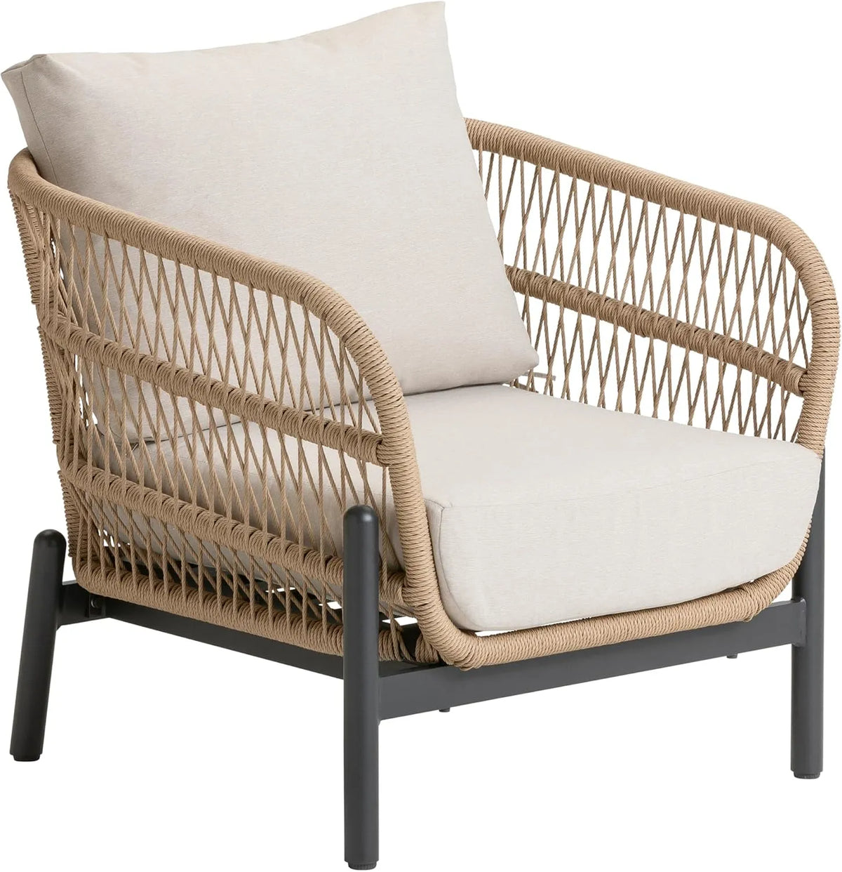 Gartenstuhl und Terrassenstuhl — aus Polyester, Schaumstoffpolsterung, aus Aluminium, 62 × 64 cm, 41 cm, grau