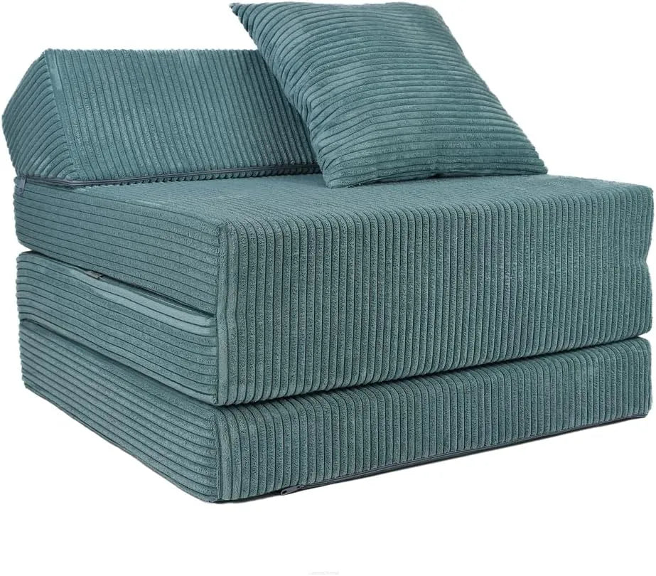 Bettkopfteil – Türkis, mit Cordbezug, Schaumstoffpolsterung, mit Kissen, klappbar, 200 × 70 × 10cm