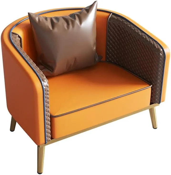 AkzentSessel und Polsterstuhl – mit Armlehnen, mit Rückenlehne, mit Metallbeinen, orange, mit Lederbezug