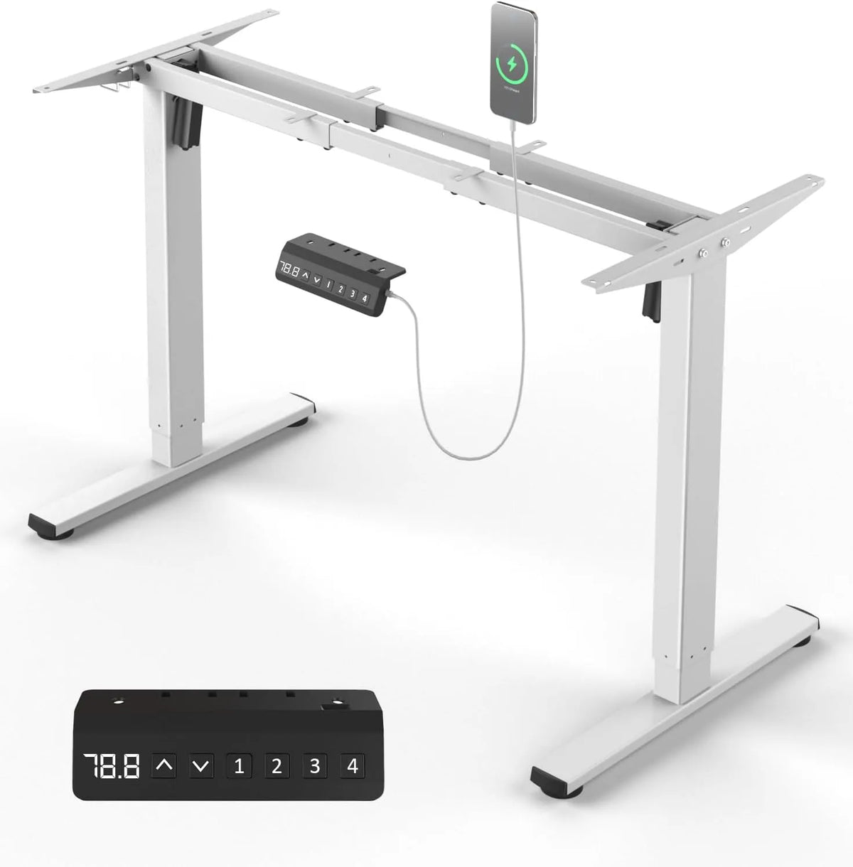 Schreibtisch und Computertisch: USB-C, höhenverstellbar, mit USB-Anschluss, weiß