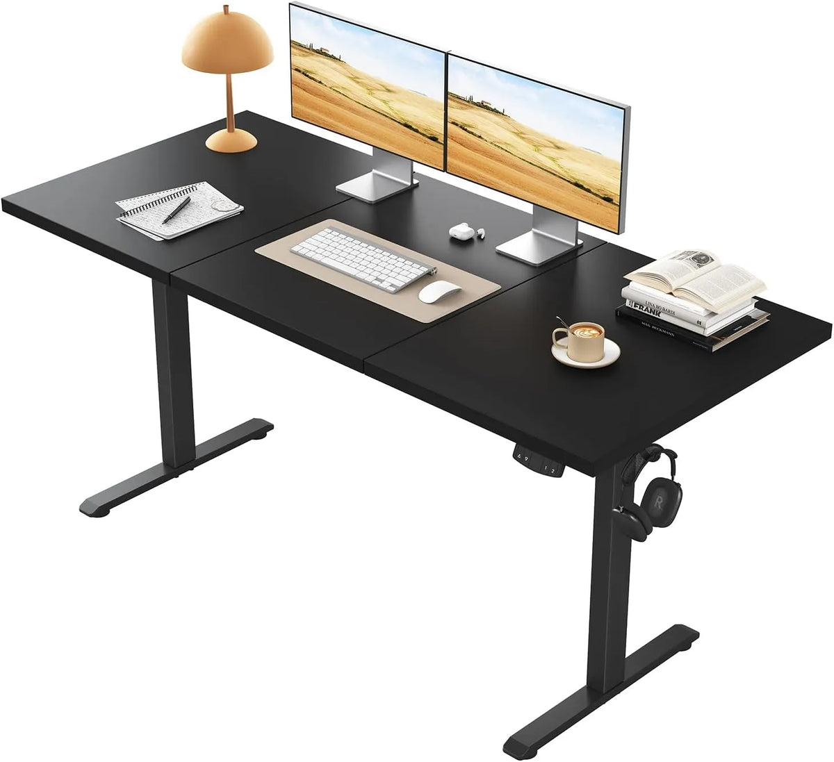 Schreibtisch und Computertisch – höhenverstellbar, 160 × 60 cm, schwarz