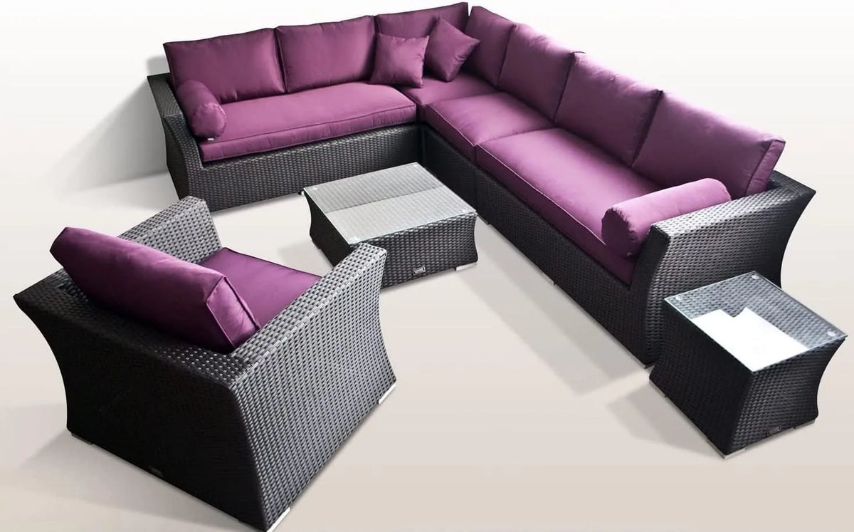 Sofa: DEUTSCHE, aus Polyrattan, aus Aluminium, schwarz