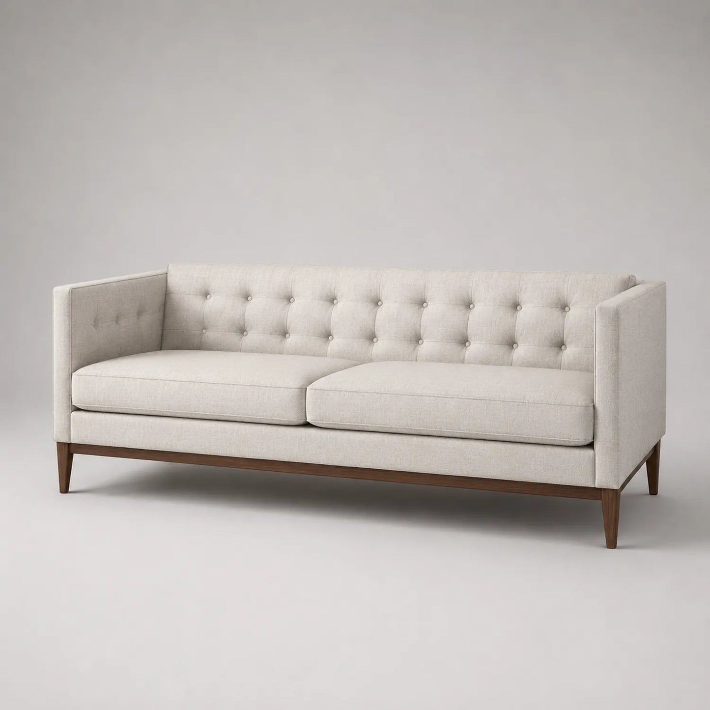 3-Sitzer Sofa aus Holz mit Leinen-Baumwoll-Mischgewebe in Beige