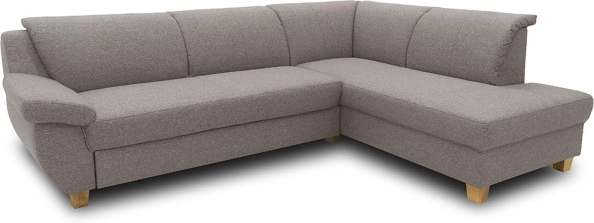 Ecksofa und Wohnlandschaft: Panama, L-Form, rechte Ausrichtung, mit Cordbezug, mit Schlaffunktion, 254 × 186 × 80 cm, beige