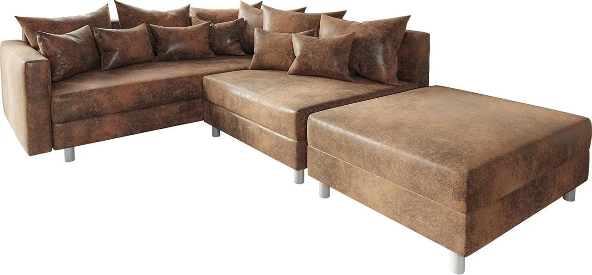 Ecksofa und Wohnlandschaft – linke Ausrichtung, mit Armlehnen, braun