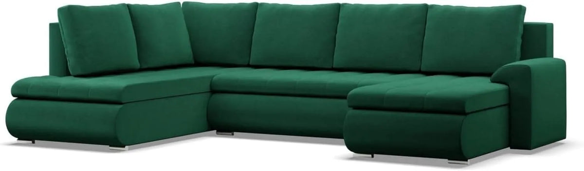 Ecksofa und Wohnlandschaft – FORESTA, linke Ausrichtung, mit Bettkasten, mit Schlaffunktion, 300 × 89 × 200, grün