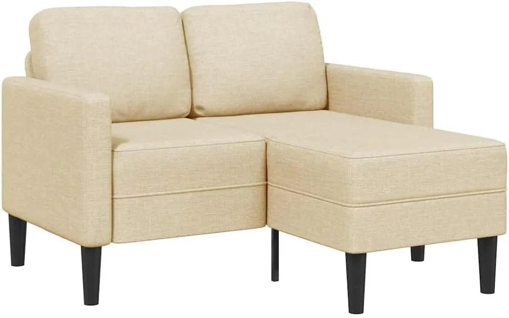 Ecksofa und Wohnlandschaft: aus Metall, L-Form, 2-Sitzer, 125 cm, beige, mit Stoffbezug