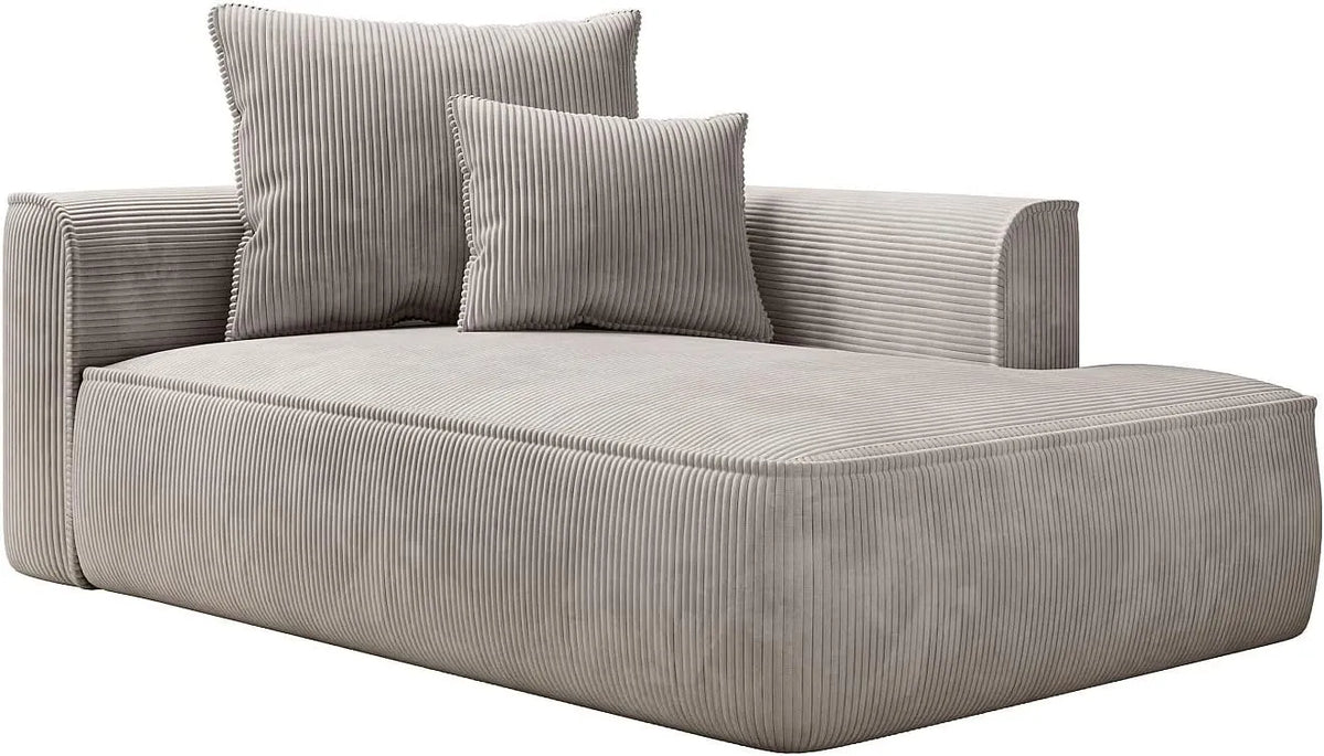 Vente-unique Recamiere – PINETA, rechte Ausrichtung, mit Cordbezug, beige