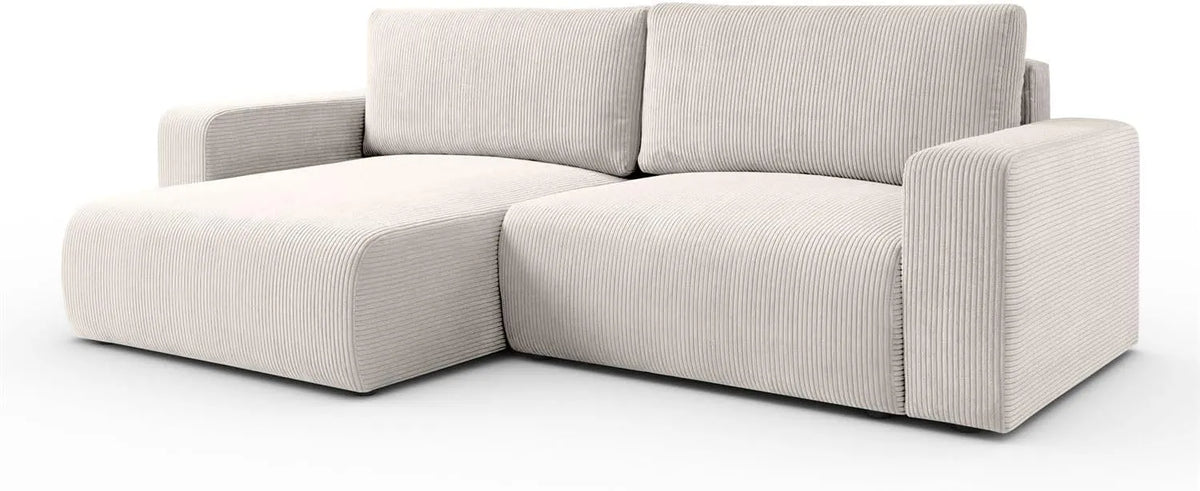 Ecksofa und Wohnlandschaft – Opera, L-Form, mit Bettkasten, mit Schlaffunktion, 125 × 205 cm, beige