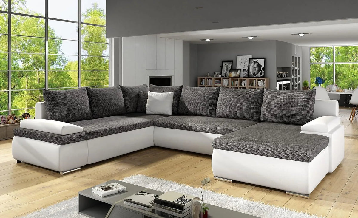 Ecksofa und Wohnlandschaft — Eckcouch Wohnlandschaft, mit Schlaffunktion, grau
