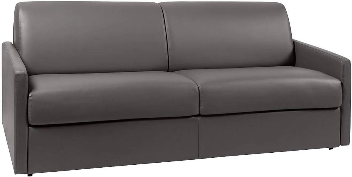 Schlafsofa und Sofabett — aus PU-Leder, grau