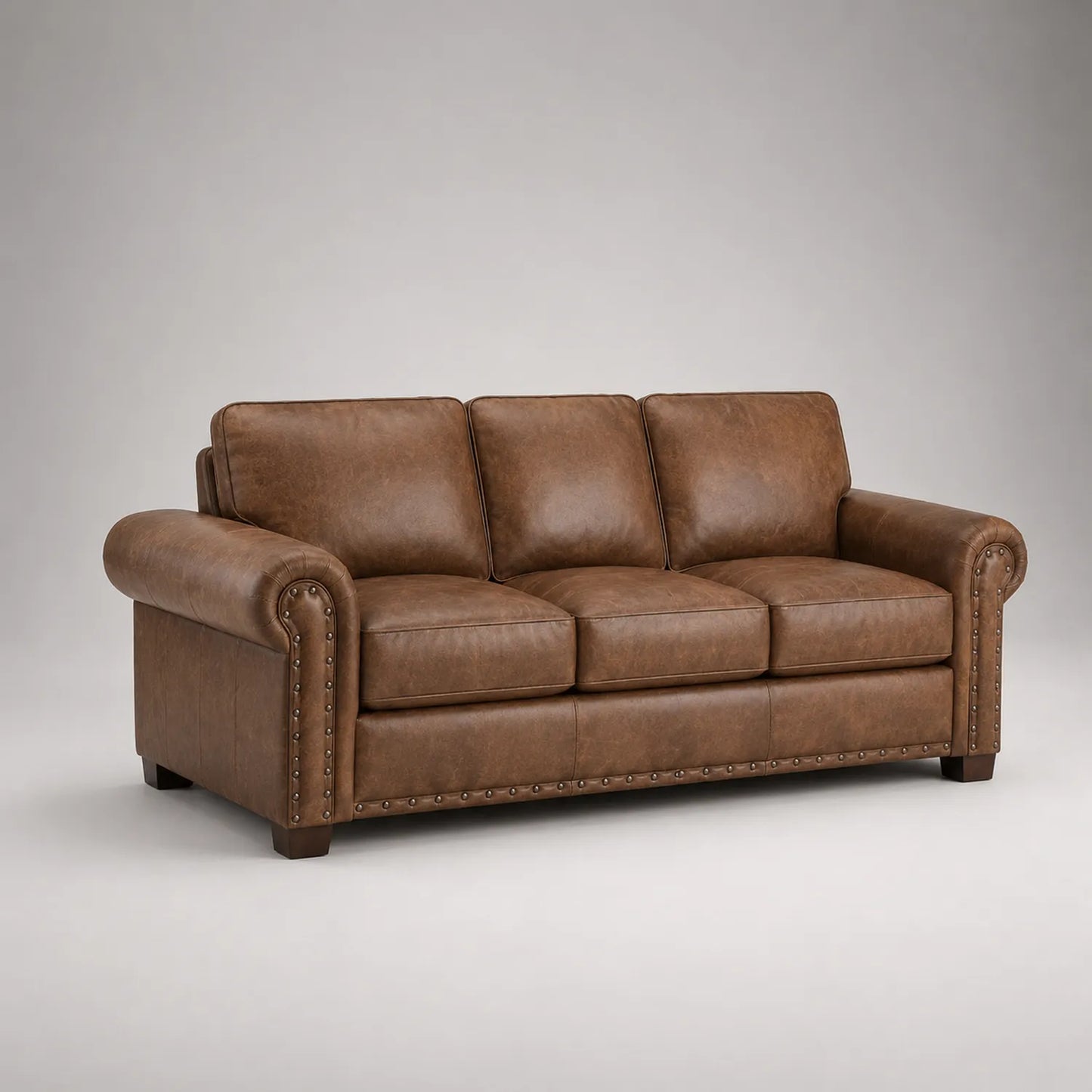 Dreisitzer-Sofa aus Leder mit Nieten