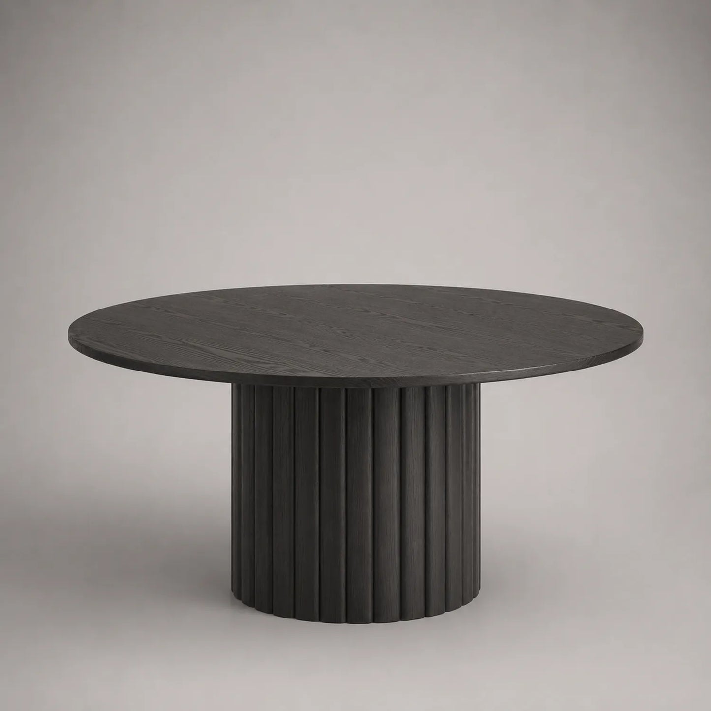 Runder Esstisch aus Eichenholz, Schwarz, 120 cm