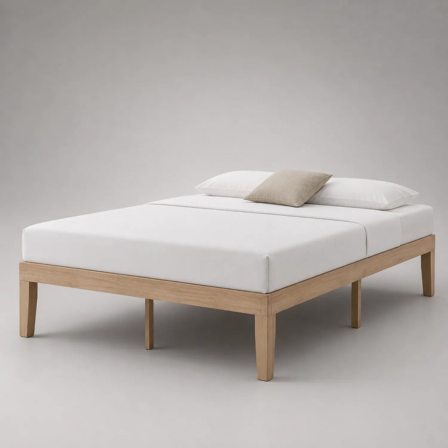 Doppelbett aus Eiche mit Baumwollbezug 200x160 cm Weiß