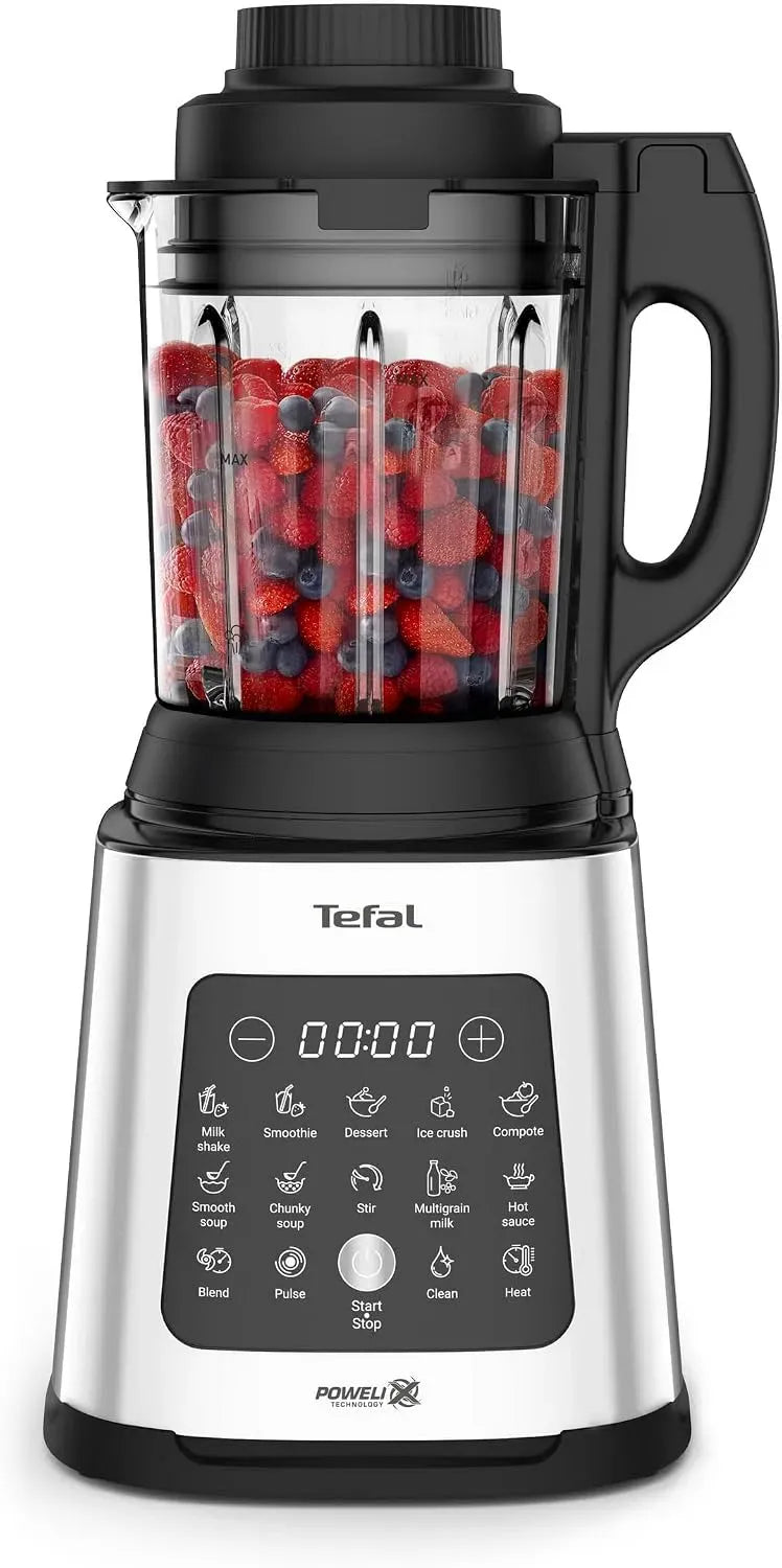Tefal 1400-Watt-Motor BL83SD30 Standmixer, Dampf, Schwarz, 10 Auto-Programme, abnehmbare Klingen, Dampfkorb