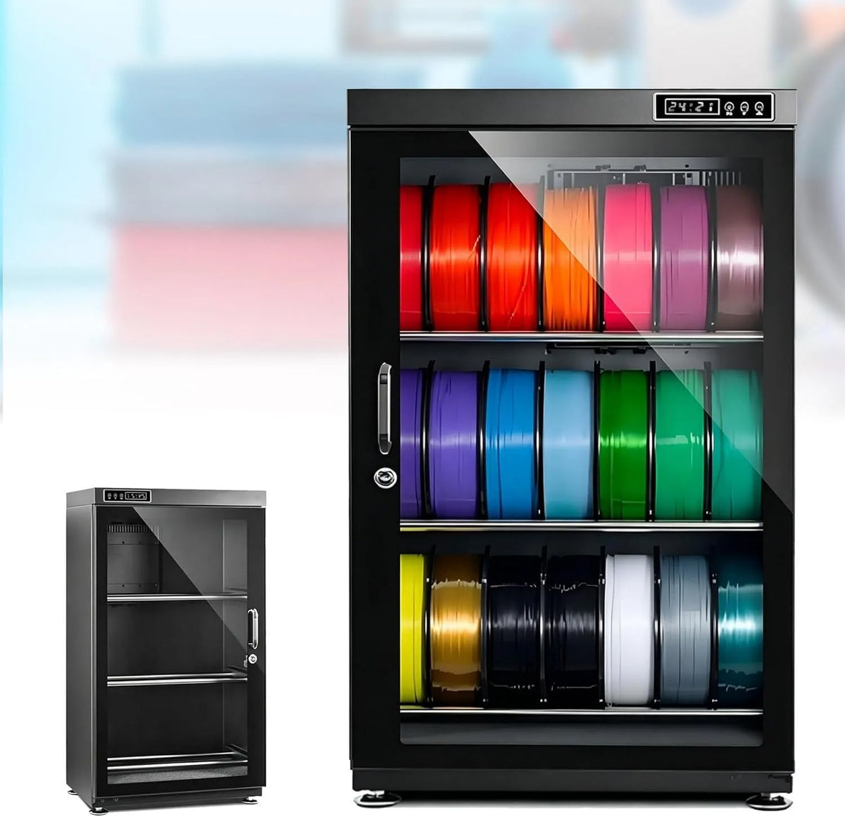 Drucker, 115 L, 3D-Optik, LCD-Display, Filament-Trockenschrank Mit Lcd-Feuchtigkeitsanzeige Für, 4 Mm Gehärtetes Glas