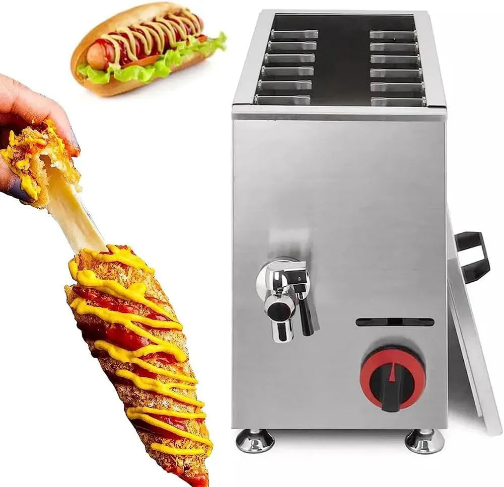 12-teiliges Käse-Hot-Dog-Stickmaschine, Corn-Dog-Fritteuse, Wurstbratgerät, Stickautomat, 21 L, Restaurant, für Hot Dogs am Griff