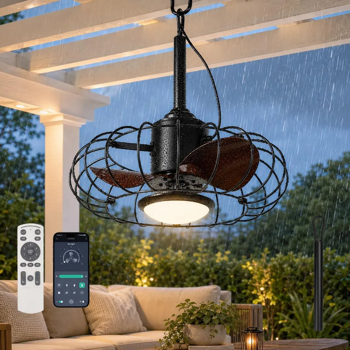 Ventilator, Outdoor, IP65, Ventilator zur Luftzirkulation, Outdoor Deckenventilator mit Beleuchtung & IP65 Wasserdicht