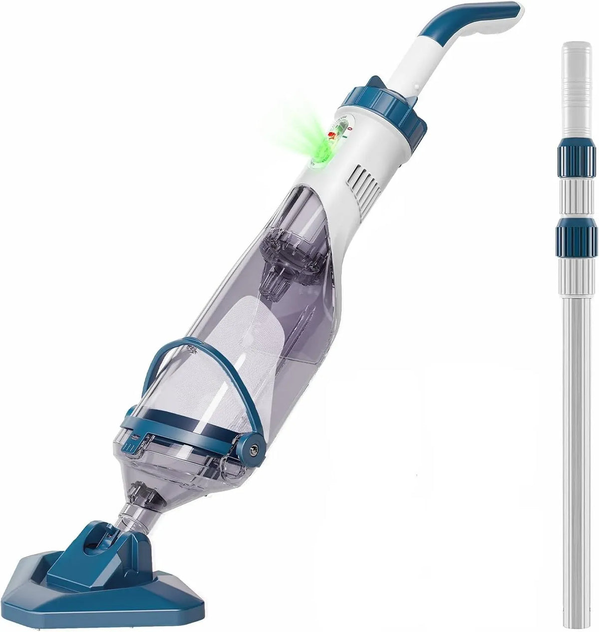 4200L/H Poolreiniger, Bodensauger, Poolsauger, Filter, Akku, 222cm, 222 cm, kabellos, Blau, für oberirdische Pools/Spas usw