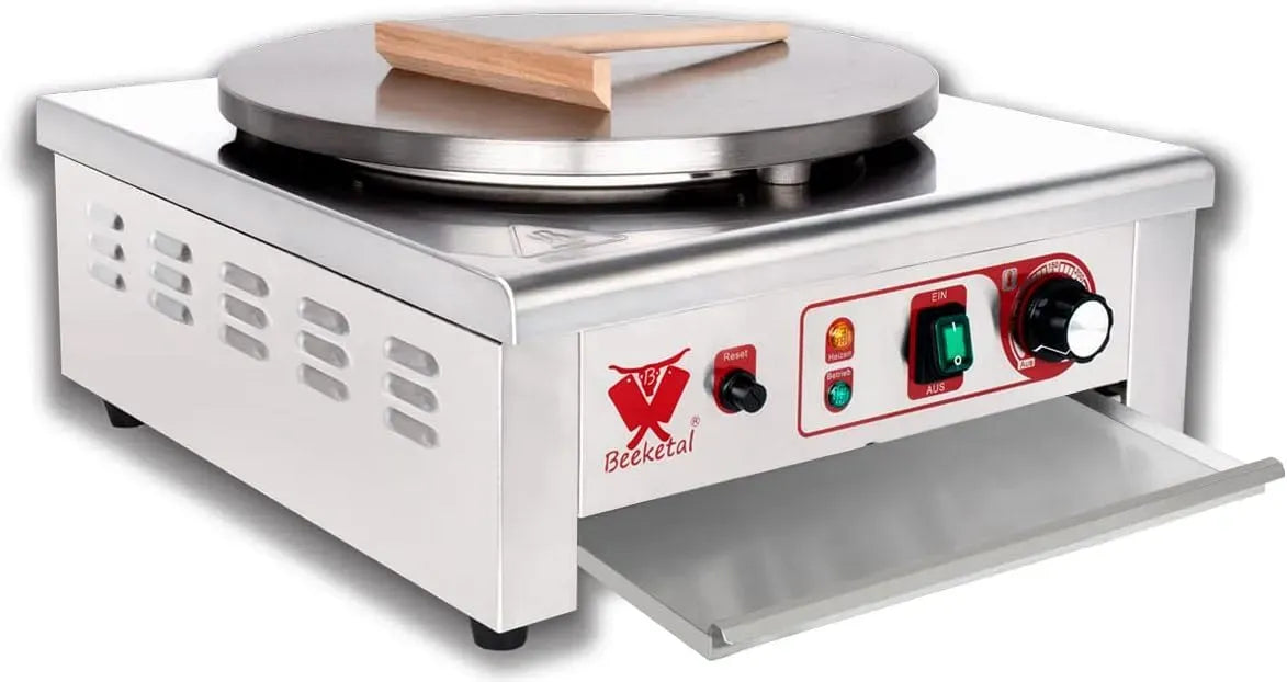 Crepes Maker, 50 bis 300 °C, 400 mm, Gusseisen, Edelstahl, Beeketal