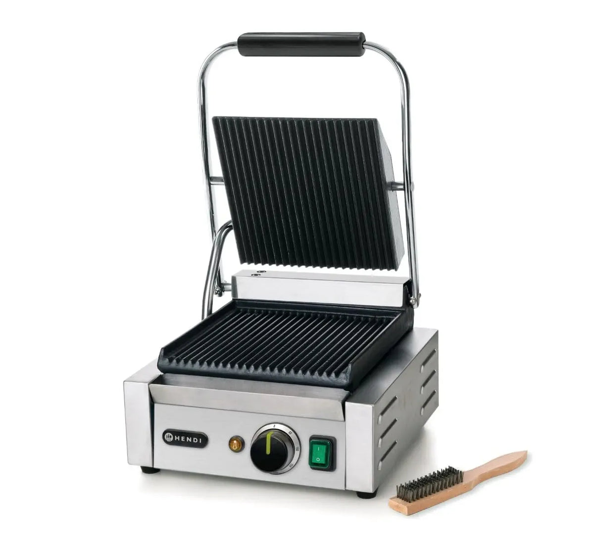 230V/1800W Grillreinigungsbürste, Kontaktgrill, Elektrogrill, Kontaktgrill und Paninigrill, 220x232mm, 1800 W, 230 V, 216 mm, Edelstahl, HENDI