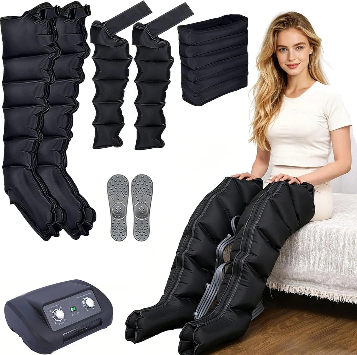 2Legs+Waist+2 Lymphdrainage Gerät, Beinmassagegerät, gewerblich, Blau, für Zuhause