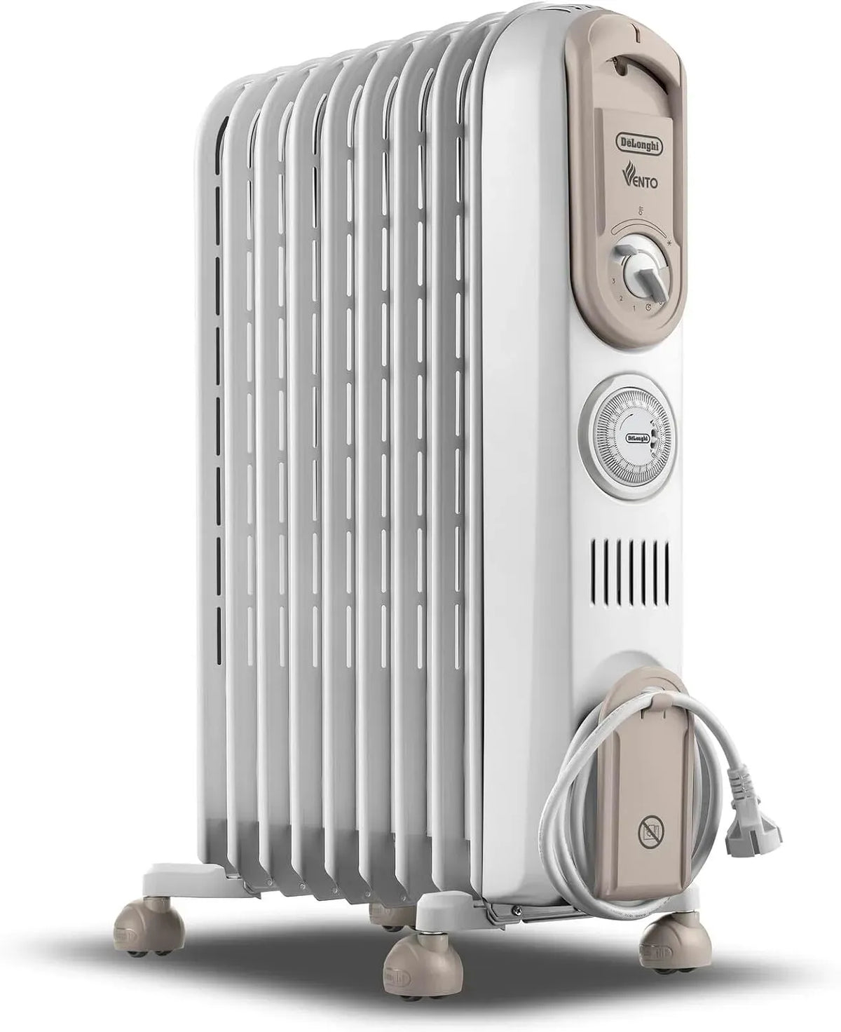De'Longhi V550918T.WB Elektroheizung, elektrische Ölheizung, 1800 W, 50 m, Timer, Wärmefunktion, Weiß, für Räume bis 50 m³
