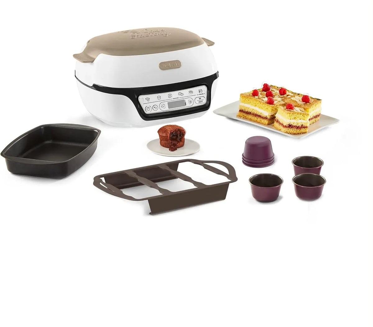 Tefal KD804910 Küchenmaschine, Antihaftbeschichtung, Antihaftbeschichtete Aluminiumform, 6 Creabake Muffinformen, 5 automatische Programme