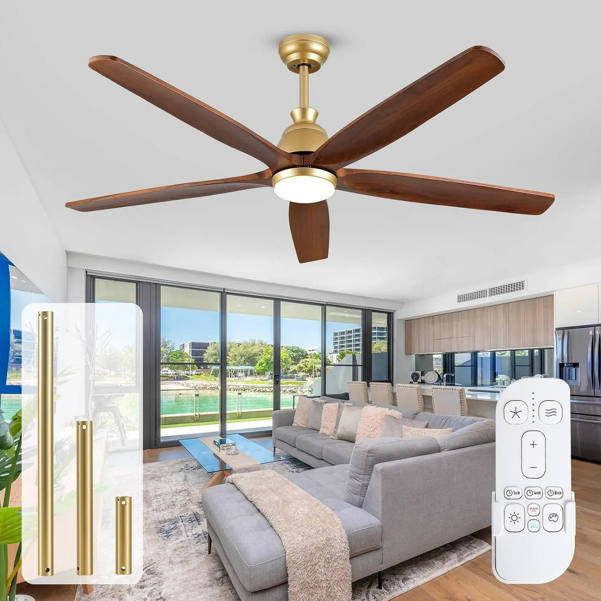 Ventilator, 132cm, Outdoor, leise, Ventilator zur Luftzirkulation, 132cm Outdoor Bauernhaus Deckenventilatoren mit Lichtern