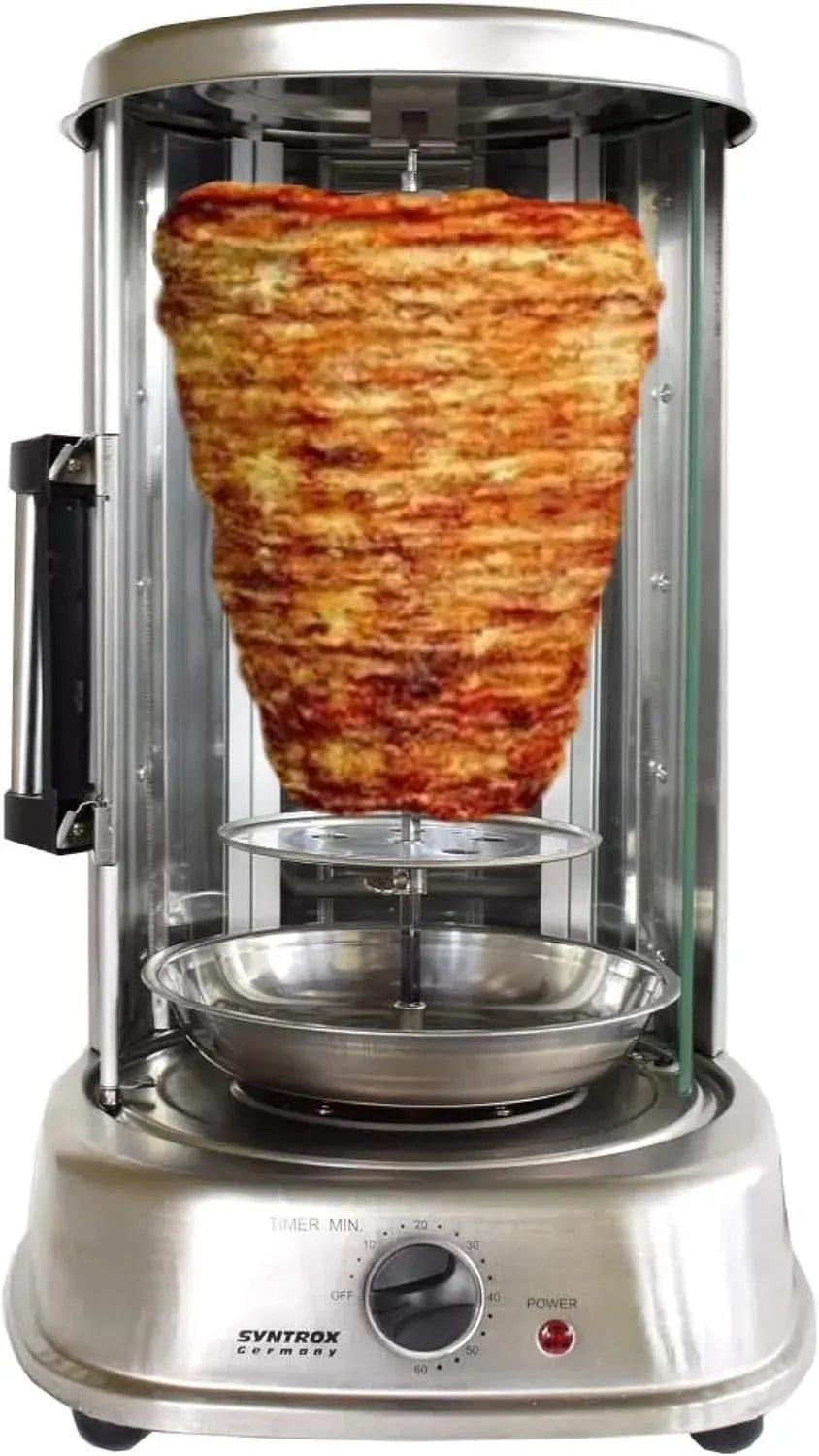 Geschirrspüler, 21 L, 1500 W, Spülmaschine, Timer, Grill, Glas, Edelstahl, Syntrox Germany Dönergrill Blontixa Edelstahl mit Glastür, Gyrosgrill
